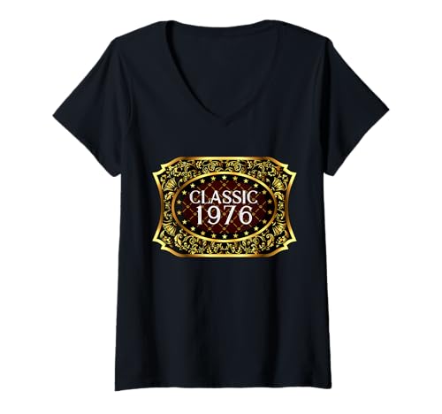 Comprar Catálogo Mujer Decoraciones vintage cumpleaños número 49 vintage 1976 49 años Camiseta Cuello V Ofertas 2025 | regaloscumple.com