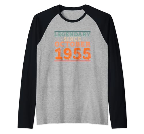Consigue ahora Legendario desde octubre 1955 fiesta cumpleaños retro vintage Camiseta Manga Regalos Raglan Ofertas 2024 | regaloscumple.com