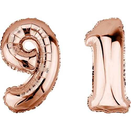 Consigue ahora DekoRex Globo papel aluminio oro rosa 40 cm Regalos decoración para cumpleaños aniversario boda (número 91) Top Precio 2025 | regaloscumple.com