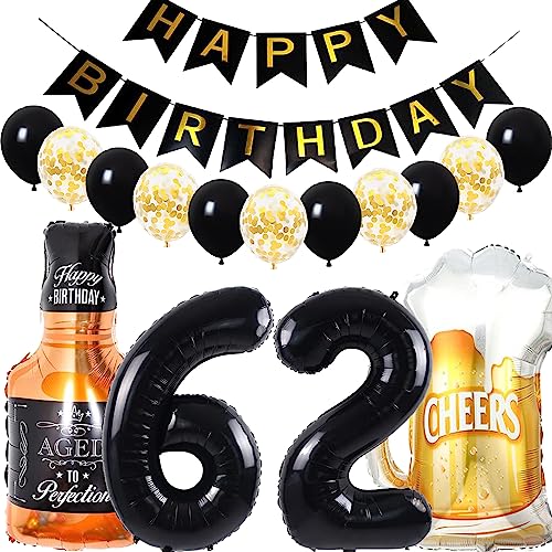 Consigue ahora Conruich Cumpleaños Decoración Cumpleaños 62 años Hombre Mujer Globo Foil Whisky Cerveza Vaso Globo Vino Botella Cerveza Deco Gigante Número 62 Fiesta Cumpleaños Kit para 62 años Mujer Rebajas 2024 | regaloscumple.com