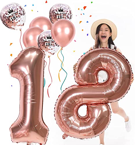 Comprar ahora Oro rosa Número 18 Globos 40 Pulgadas Papel Aluminio Grande