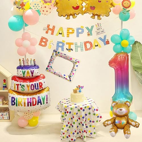 Comprar en Amazon KASESSS Piezas Cumpleaños, Photocall, Fiesta 1 Marco Accesorios Selfies cumpleaños, 57x55cm