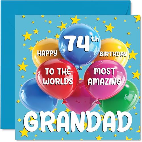 Consigue ahora Stuff4 Tarjeta cumpleaños número 74 para abuelo – Ideas para regalar World's Most Amazing Grandad – Tarjeta feliz 74 cumpleaños nieto nieto 145 mm edad 74 tarjetas felicitación para abuelo Top Precio 2025 | regaloscumple.com