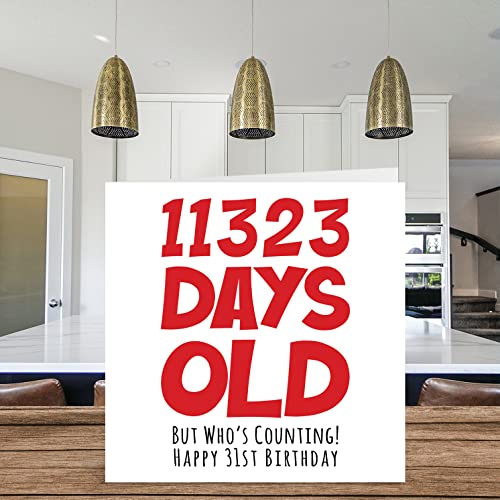 Comprar en Amazon Tarjeta felicitación 31 cumpleaños hombres  mujeres  él  ella  11323 días edad  divertida adultos  treinta uno  treinta segundo  tarjeta felicitación hermano  hermana  hijo  hija  145 mm x 145 mm