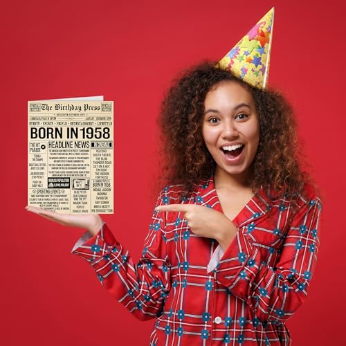 Comprar ahora Stuff4 Tarjetas de cumpleaños 66 para mujeres y hombres nacidos en 1958 Periódico Tarjeta feliz abuela Abuelo Nan Vintage Retro allá 1958, A5 Sesenta seis felic