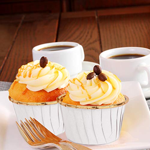 Ofertas 100 cupcakes, papel magdalenas tazas estándar cumpleaños, fiestas, moldes (blanco)