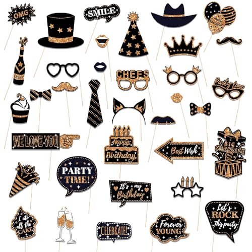 Consigue ahora 36 Accesorios Photocall Cumpleaños Unisex Todas Las Edades Photo Booth Props Navidad Atrezzo Photocall Mixtos Sombrero Pintalabios Corbata Corona Photocall Boda Oro para Mardi Gras Decoración Fiesta Top Precio 2025 | regaloscumple.com