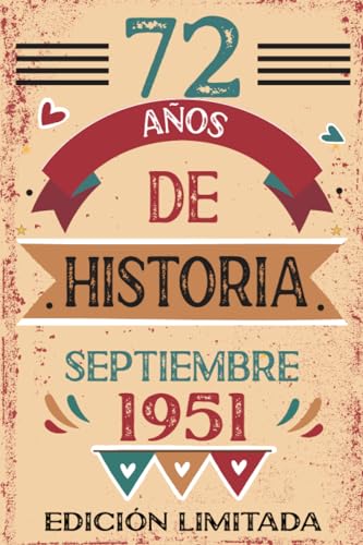 Comprar 72 Años De Historia Septiembre 1951: Libro visitas cuaderno 110 páginas felicitaciones idea regalo regalo Para la esposa Catálogo novia mujer La madre Rebajas 2025 | regaloscumple.com