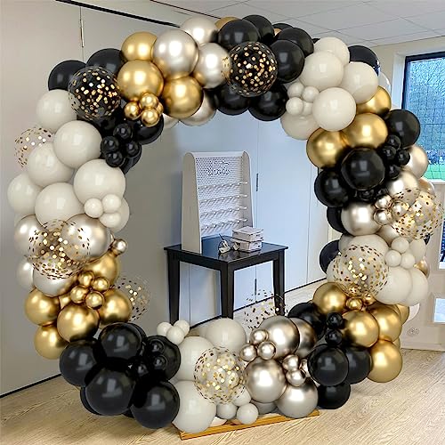 Comprar ahora Arco   globo   cumpleaños   oro negro  152 Kit   arco   globo   oro negro  plata y beige con confeti dorado  arco   globo   oro negro para cumpleaños  boda  decoración  bautizo  graduación