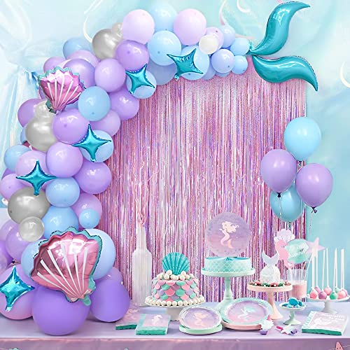 Comprar Teselife Kit Guirnalda Arco Globos Sirena Morado 89 Pcs Globos Látex Metálicos Lila Sirena Purple Cortina Flecos Catálogo Aluminio Para Niña Bebés Accesorios Fiesta Sirena Feliz Cumpleaños Pancartas Adornos Top Precio 2024 | regaloscumple.com