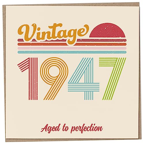 Consigue ahora Tarjeta cumpleaños 76 – Vintage 1947 Aged to Perfection divertida tarjeta felicitación para hombres y mujeres tarjetas cumpleaños para mujeres tarjetas cumpleaños para hombres Promoción tarjeta Rebajas 2024 | regaloscumple.com