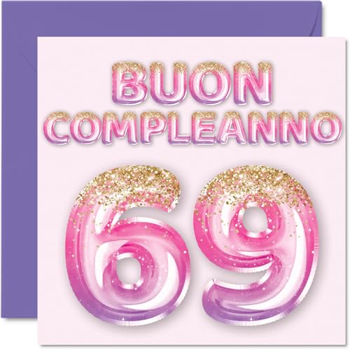 Comprar Tarjeta felicitación 69 cumpleaños para mujer globos con purpurina rosa morado Cumpleaños tarjetas feliz cumpleaños 69 para mujer 69 años mamá abuela tía 145 mm sesenta nueve sesenta nueve cumpleaños Top Precio 2024 | regaloscumple.com