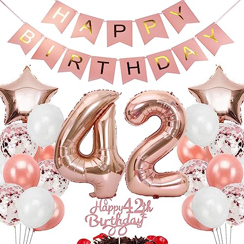 Comprar Feelairy Decoración Cumpleaños Mujer 42 años Oro Rosa Globos Cumpleaños 42 años Mujer Decoración Tarta Cumpleaños 42 años Mujer Decoraciones para Fiesta Navidad Cumpleaño 42 años Mujer Ofertas 2024 | regaloscumple.com