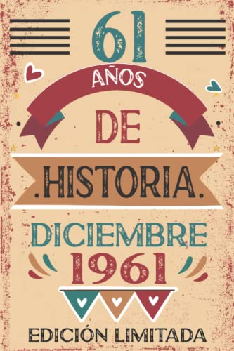 Consigue ahora 61 Años De Historia Diciembre 1961: Libro visitas cuaderno 110 páginas felicitaciones idea regalo regalo Para la esposa novia mujer Navidad La madre Ofertas 2024 | regaloscumple.com
