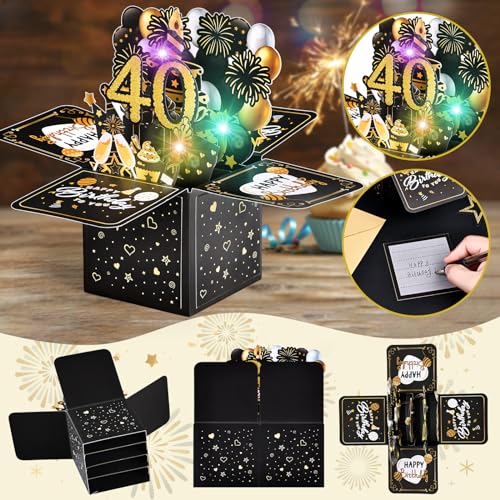 Top Precios 40 Años- Tarjetas Cumpleaños Musicales Pop Up Original, Tarjeta Cumpleaños 3D,