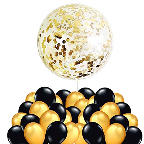 Consigue ahora Decoracion Nochevieja 2025 – 40 Globos Oro y Negro + 1 Globo Confeti Gigante XXL Confetti Balloon. Catálogo Globo Transparente con Confeti Dorado para Fiesta Cumpleaño Graduacion y Año Nuevo Rebajas 2024 | regaloscumple.com