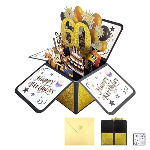Comprar PAITOK Tarjeta cumpleaños 3D tarjetas cumpleaños emergentes regalos cumpleaños tarjeta felicitación con sobre para niños niñas Navidad hombres y mujeres (negro y dorado 60) Top Precio 2024 | regaloscumple.com