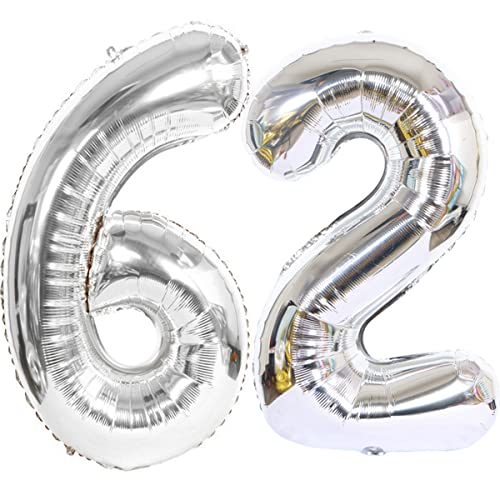 Comprar Foil Globo Número 62 Plateados Globo BlackFriday Número 62 Plateados 100cm Gigante Globos Cumpleaños Numeros 62 Plateados Helio numero 62 años globo cumpleaños Decoración 62 Cumpleaños para Fiestas Mujer Rebajas 2025 | regaloscumple.com
