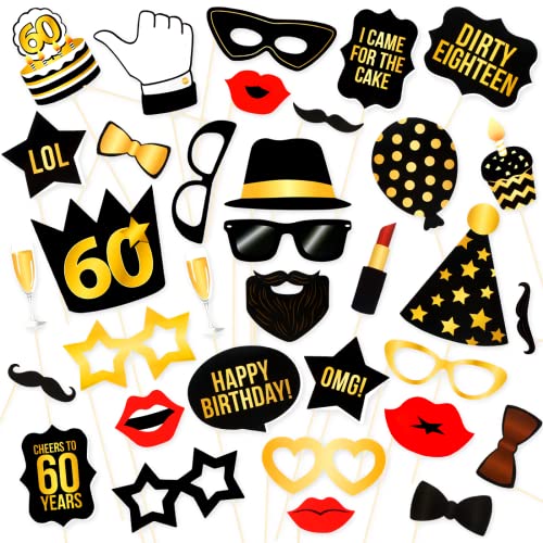 Consigue ahora Photocall 60 Cumpleaños 34 Piezas Photo Booth Props Cumpleaños 60 Años 60th Foto Prop Cumpleaños Decoraciones Negro y Dorado Accesorios Photocall Cumpleaños Foto Prop Navidad para Fiestas y Cumpleaños Top Precio 2024 | regaloscumple.com