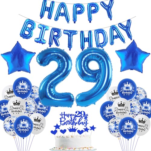 Comprar Globo 29 cumpleaños Navidad con diseño hombre azul decoración 29 años decoración cumpleaños para hombre azul set feliz cumpleaños decoración cumpleaños 29 hombres globo 29 años juego Rebajas 2024 | regaloscumple.com