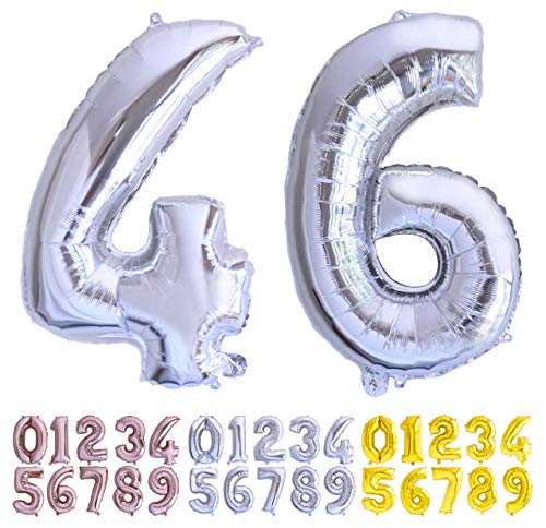 Comprar Globo numero 46 o 64 plata. BlackFriday Globos Gigante números 4 6 fiestas cumpleaños decoración fiesta aniversario boda tamaño grande 70 cm con accesorio para inflar aire o helio Top Precio 2024 | regaloscumple.com