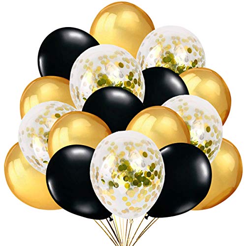 Comprar 50 Globos Oro y Negro Globos Confeti Confetti Balloon. Globo Transparente con Confeti Dorado para Fiesta Cumpleaño Graduacion y Año Catálogo Nuevo Top Precio 2024 | regaloscumple.com