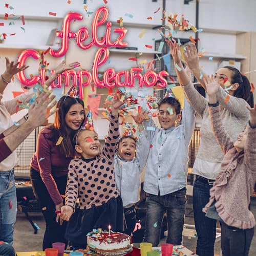 Comprar en Amazon Globos FELIZ CUMPLEAÑOS en español - Guirnalda Decoracion cumple - Globo   aluminio - Super facil montaje - Incluye una cañita - Viene en 3 partes para facilitar el inflado