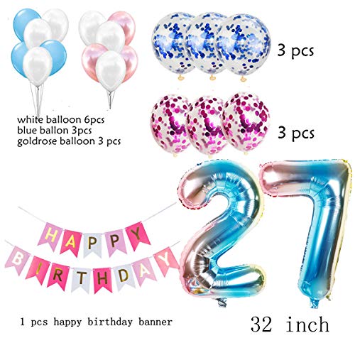 Ofertas en regaloscumple.com Decoracion cumpleaños rosa,Decoracion 27 Mujer,rosas 27 Globos Decoracion 27 Mujer Años Cumpleaños