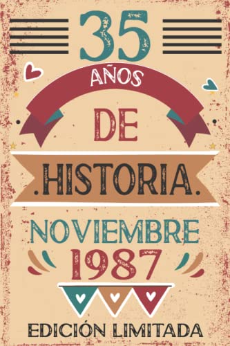Comprar 35 Años De Historia Noviembre 1987: Libro visitas cuaderno 110 páginas felicitaciones idea regalo regalo Para la esposa novia Cumpleaños mujer La madre Rebajas 2024 | regaloscumple.com