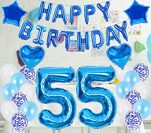 Oferta Flash Globos 55 cumpleaños decoración hombre azul decoración cumpleaños 55 años