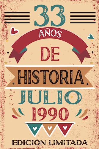 Consigue ahora 33 Promoción Años De Historia Julio 1990: Libro visitas cuaderno 110 páginas felicitaciones idea regalo regalo Para la esposa novia mujer La madre Top Precio 2024 | regaloscumple.com