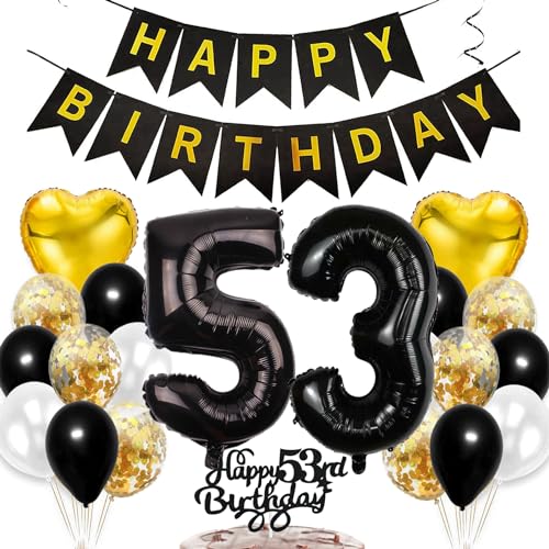 Consigue ahora Feelairy 53 años Decoracion Cumpleaños Oro Negro Globos 53 Cumpleaños Hombres Topper Tarta Cumpleaños 53 años Happy Birthday Promoción Decoraciones para Fiesta Cumpleaño 53 años Hombres y Mujer Top Precio 2025 | regaloscumple.com