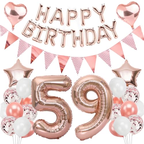 Comprar Ouceanwin Globo 59 Cumpleaños Mujer Decoración Cumpleaños BlackFriday 59 años Mujer Decoración Tarta Cumpleaños 59 años Mujer Oro Rosa Globos Happy Birthday Decoracion para Fiesta 59 Cumpleaños Adulto Ofertas 2025 | regaloscumple.com