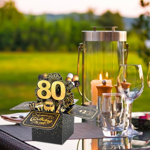 Mejores precios 80 Años Pop Up 3D Tarjeta Emergente Regalo Original Creativo Feliz