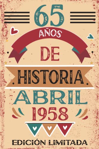 Comprar 65 Años De Historia Abril 1958: Libro visitas cuaderno 110 páginas felicitaciones idea Catálogo regalo regalo Para la esposa novia mujer La madre Ofertas 2024 | regaloscumple.com