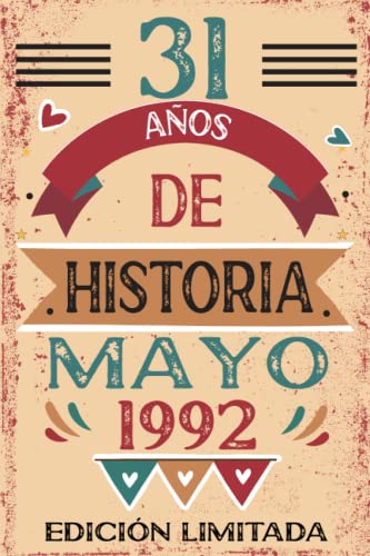 Comprar 31 Años De Historia Mayo 1992: Libro visitas cuaderno 110 páginas felicitaciones idea regalo regalo BlackFriday Para la esposa novia mujer La madre Ofertas 2024 | regaloscumple.com