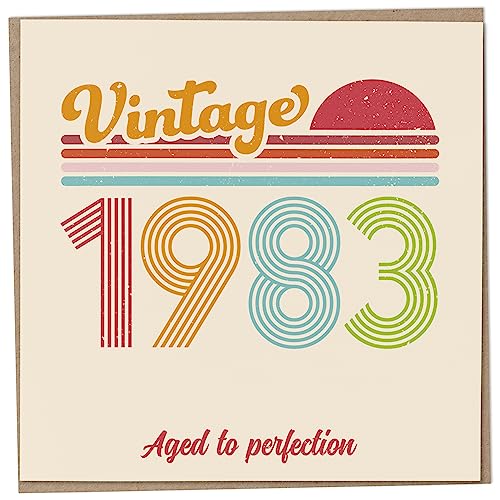 Consigue ahora Tarjeta 40 cumpleaños – Vintage 1983 Aged to Perfection Catálogo divertida tarjeta felicitación para hombres y mujeres tarjetas cumpleaños para mujeres tarjetas cumpleaños para hombres tarjeta Rebajas 2023 | regaloscumple.com