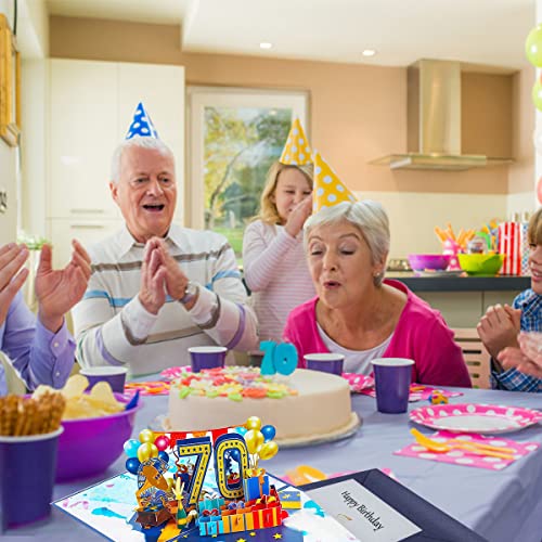 Top Precios Tarjeta Felicitacion Cumpleaños 3d Pop Up Tarjetas 70th Birthday Card para Hombres y Mujeres Familias Amantes Amigos Niños (A 70)