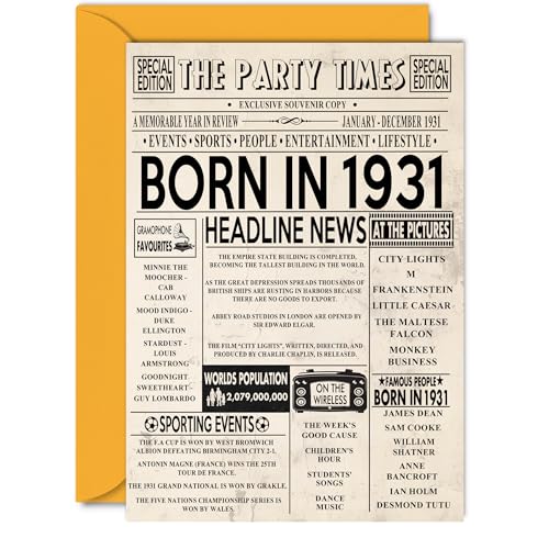 Oferta Tarjetas número mujeres hombres Born 1931 – feliz cumpleaños abuelo, abuela, vintage, en 5 7