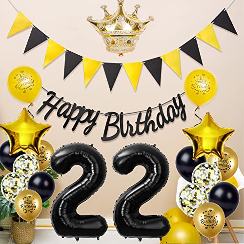 Top Precios Globo cumpleaños hombre negro/oro,Deco 22 hombre cumpleaños 22 hombre Happy birthday deco cumpleaños