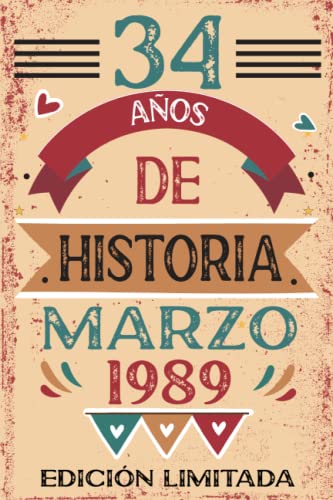 Consigue ahora 34 Años De Historia Marzo 1989: Libro visitas cuaderno 110 páginas felicitaciones Ideas para regalar idea regalo regalo Para la esposa novia mujer La madre Rebajas 2024 | regaloscumple.com