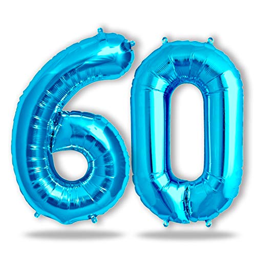 Oferta FUNXGO numero Azul numero globo - 60 - 60 globo - numero gigante globos 60 decoracion cumpleaños