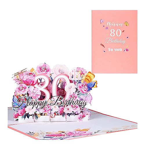 Comprar Huacici 3D Tarjeta felicitación cumpleaños 80 años tarjeta Cumpleaños felicitación para 80 cumpleaños feliz cumpleaños con sobre para mujeres niñas amigos madres Ofertas 2024 | regaloscumple.com