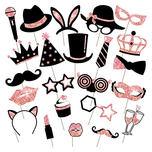 Consigue ahora 24 Catálogo Piezas Foto Props Fiesta Sombreros DIY Photo Booth Props Accesorios Photocall para Fiesta Cumpleaños Boda Comunión Navidad (Oro Rosa) Ofertas 2024 | regaloscumple.com