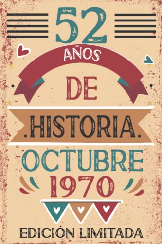 Comprar 52 Años De Historia Octubre 1970: Libro visitas cuaderno 110 páginas felicitaciones idea regalo regalo Para la esposa novia mujer La madre Promoción Ofertas 2023 | regaloscumple.com