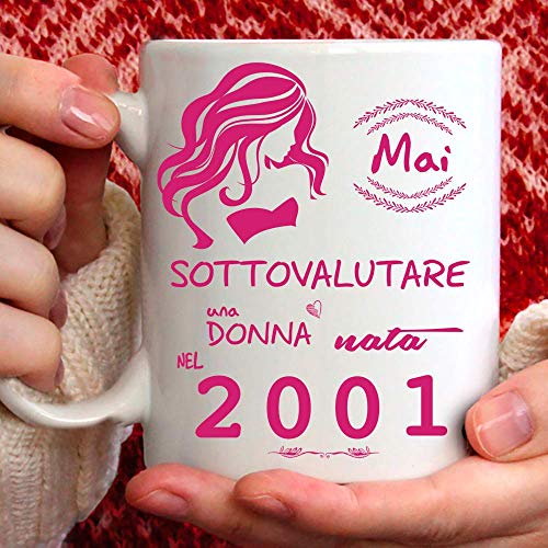 Comprar Taza 2001 cumpleaños mujer 20 años Cumpleaños Idea regalo Nunca subestimar una mujer nacida en 2001 Ofertas 2024 | regaloscumple.com