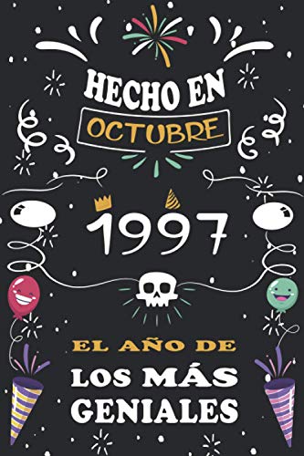 Consigue ahora Hecho En Octubre 1997 El Año De Los Más Geniales: 23 años. Libro visitas cuaderno 110 páginas felicitaciones idea regalo regalo aniversario para pareja niño mujer Regalos hombre Ofertas 2024 | regaloscumple.com