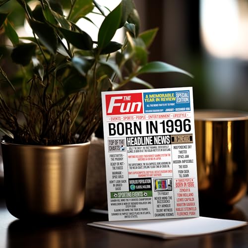 Top Precios Mujeres y hombres, periódico nacido en 1996, tarjeta feliz cumpleaños 28