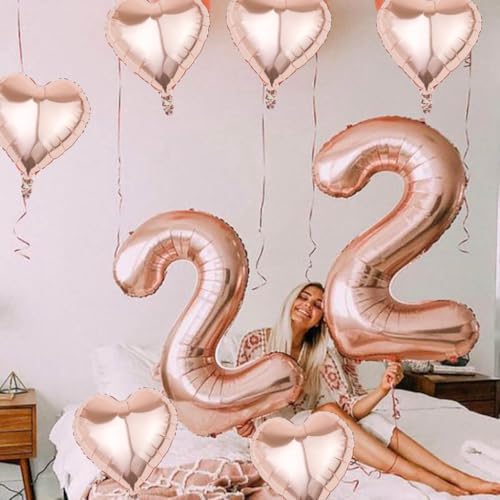 Mejores precios Rosa globo +6 corazón globo cumpleaños las oro gigante globo aluminio decoración cumpleaños