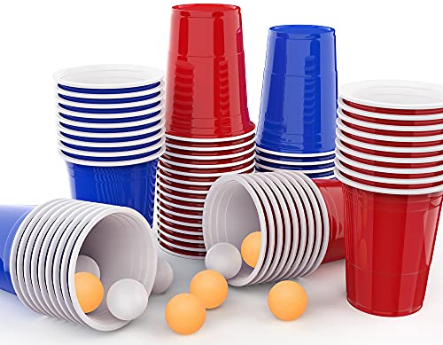 Comprar MOZOOSON 100 Reutilizable Vasos 16oz Ping Pong Copas– Ideas para regalar Vaso para Fiesta Celebración Ideal para Juego Americano Ping Pong – Vaso para Bebidas con 10 Pelotas Ping-Pong Rebajas 2025 | regaloscumple.com